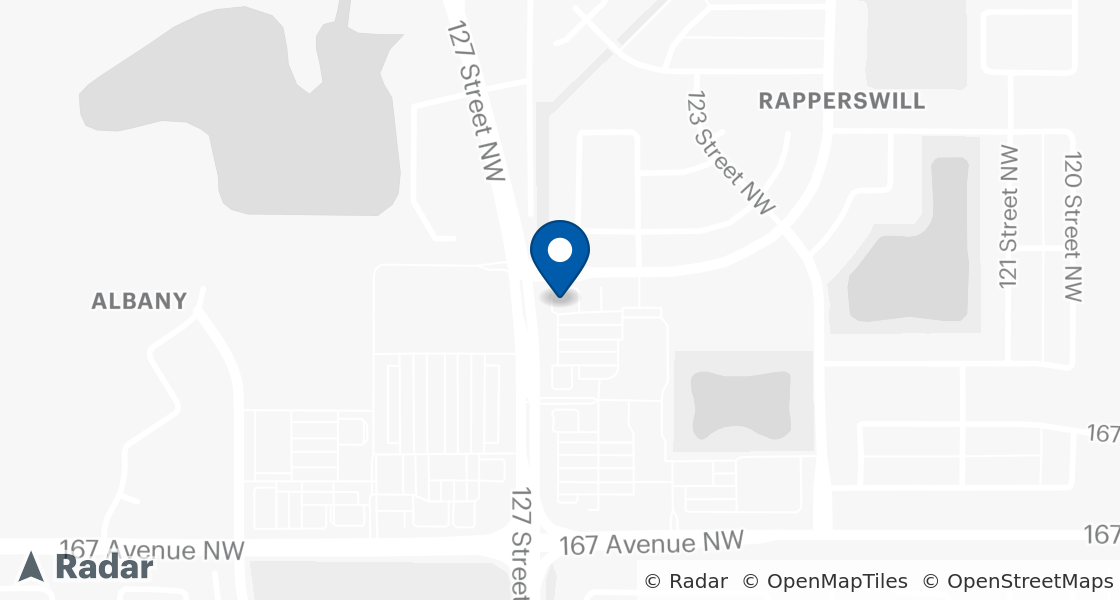 Map of Dairy Queen Location:: 16981 127th St, Edmonton, AB, T6V 0T1